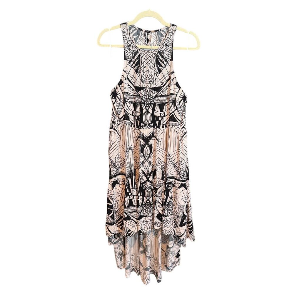 $128 Free People La Mar High-Low Cream/Black Maxi Dress- SM - Picture 3 of 5